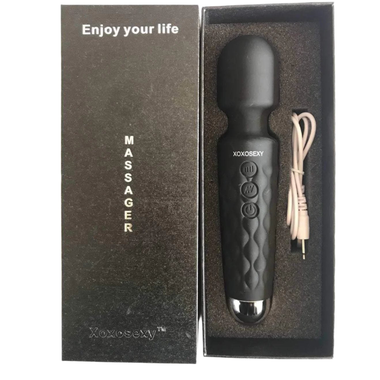 Black Wand Massager Vibrator in the Box